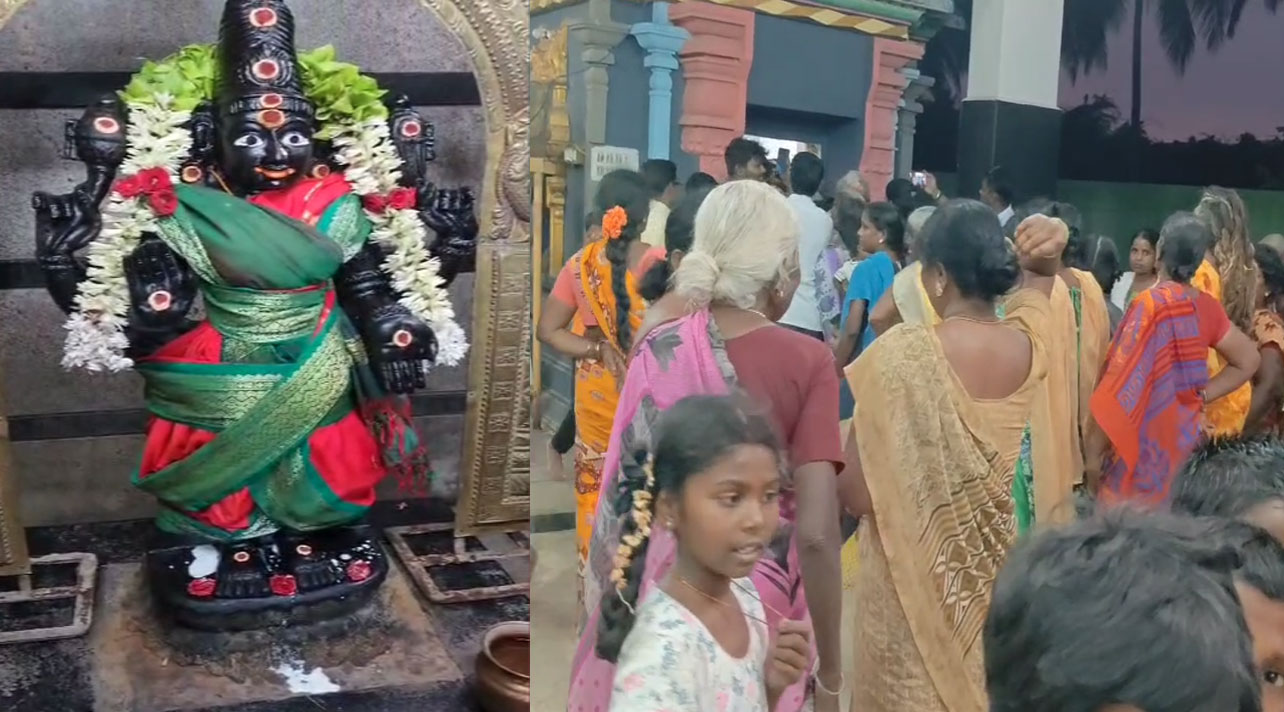 அம்மன் சிலையில் பால் வடிந்ததால் பரபரப்பு...தீயாய் பரவிய தகவலால் குவிந்த பக்தர்கள்