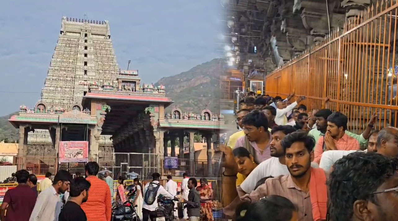 திருவண்ணாமலையில் குவிந்த பக்தர்கள்...நீண்ட வரிசையில் காத்திருந்து சாமி தரிசனம்