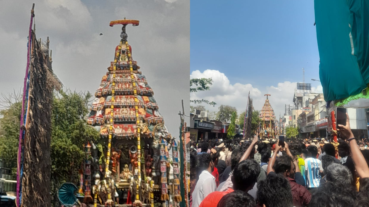  கபாலீஸ்வரர் கோயில் கோலாகலமாக தொடங்கிய தேரோட்டம்.. அரோகரா கோஷங்களுடன் தேரை இழுத்த பக்தர்கள்!
