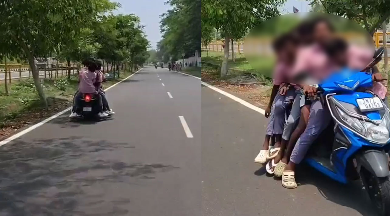  ஒரே பைக்கில் 7 பேர் சாகச பயணம்...இணையத்தில் தீயாய் பரவும் வீடியோ...நடவடிக்கை எடுக்க கோரிக்கை