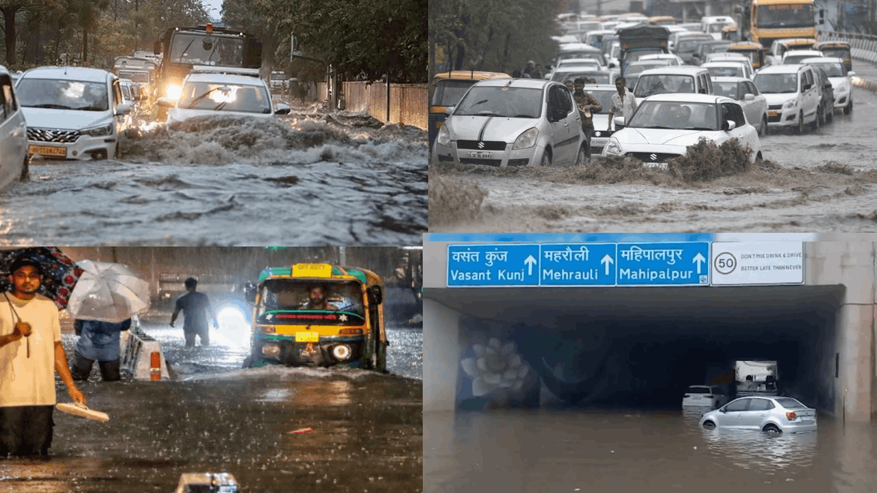 டெல்லியில் கொட்டித்தீர்த்த கனமழை.. இயல்பு வாழ்க்கை பாதிப்பு!
