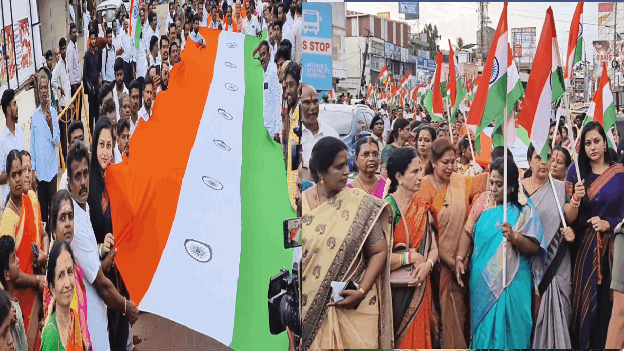 ஆப்ரேஷன் சிந்தூர் வெற்றிக்கு மரியாதை: பாஜகவினர் கொட்டும் மழையில் பேரணி!