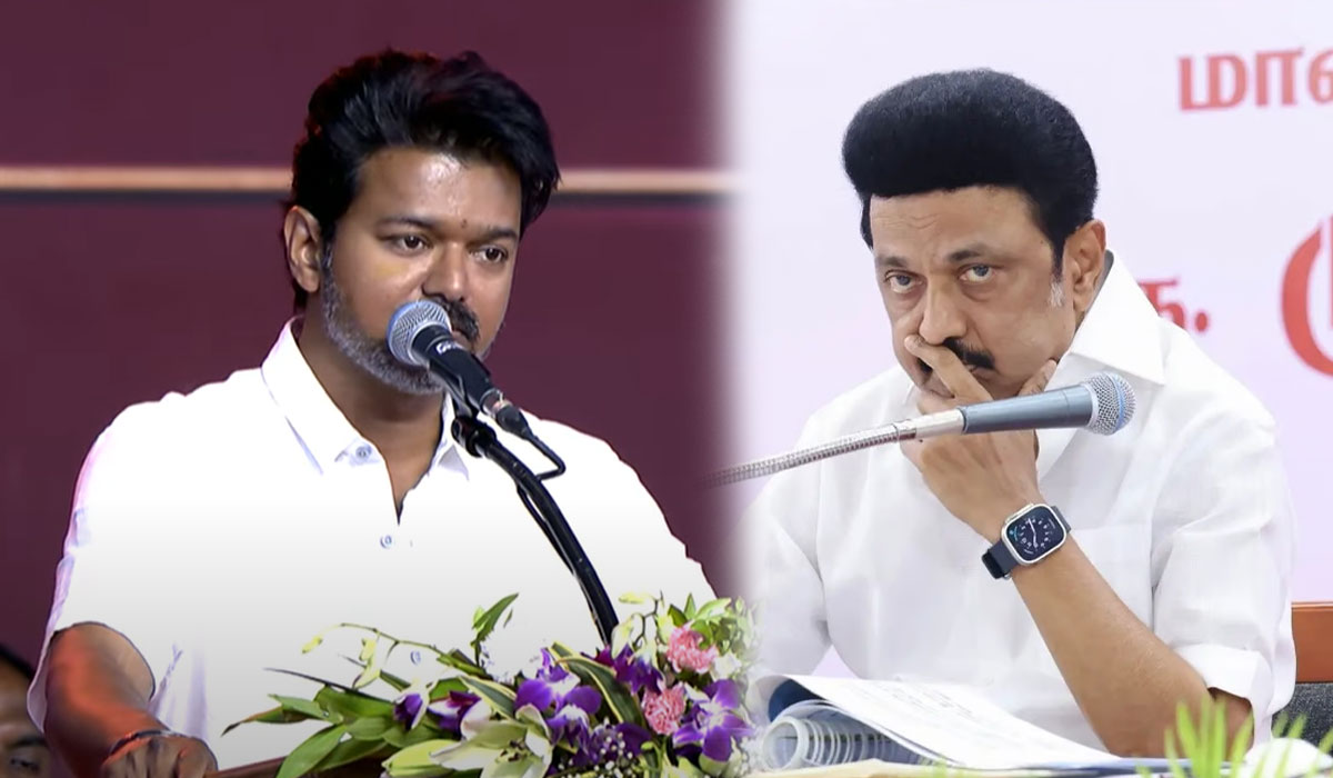 “பச்சைப் பொய் சொல்கிறார் மு.க.ஸ்டாலின்” – விஜய் கடும் விமர்சனம்