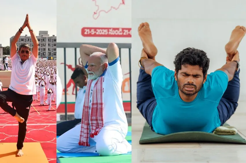 Yoga Day 2025: அரசியல் பிரபலங்களின் யோகா தின க்ளிக்ஸ்!