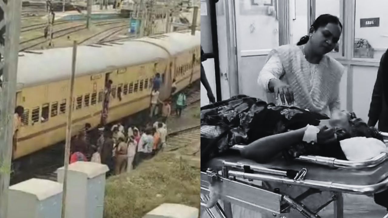 தண்டவாளத்தை கடக்க முயன்ற பெண்.. ரயில் மோதி படுகாயம் 