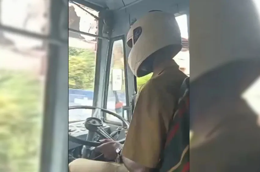 Viral Video: உசுரு முக்கியம்.. ஹெல்மெட்டுடன் பஸ் ஓட்டிய டிரைவர்!