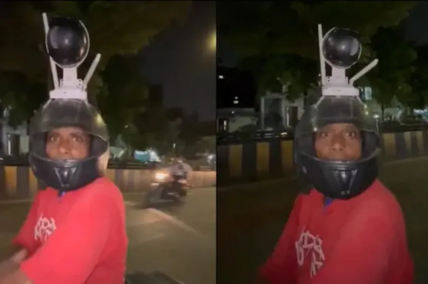 பக்கத்து வீட்டாருடன் சண்டை.. ஹெல்மெட்டில் கேமராவுடன் வலம் வரும் இளைஞர்