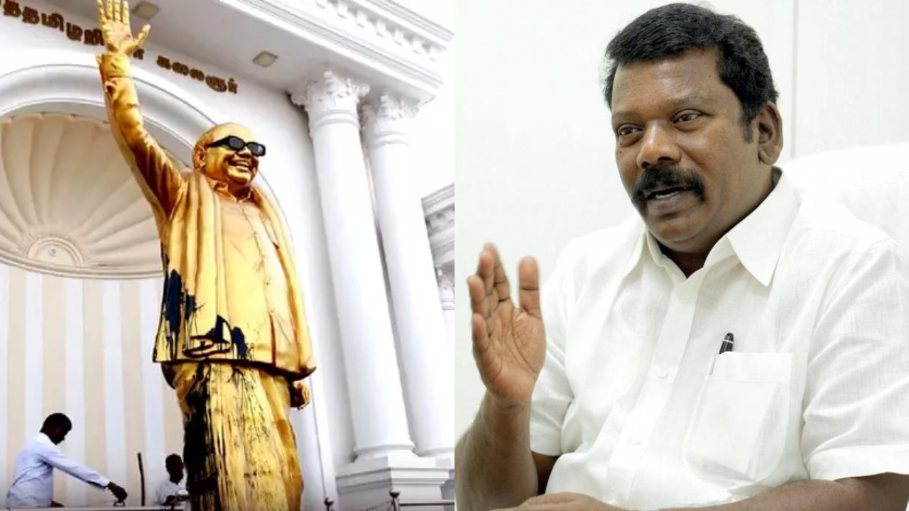 கருணாநிதி சிலை மீது கருப்பு பெயிண்ட் வீச்சு… செல்வப்பெருந்தகை கண்டனம்
