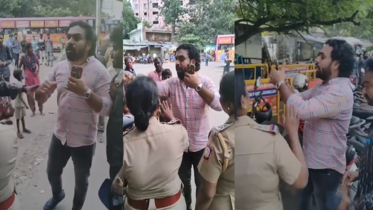 சிறுநீர் கழித்த விவகாரம்.. காவலரை ஆபாசமாகப் பேசி மிரட்டும் வீடியோ வைரல்!