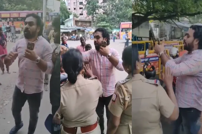 சிறுநீர் கழித்த விவகாரம்.. காவலரை ஆபாசமாகப் பேசி மிரட்டும் வீடியோ வைரல்!