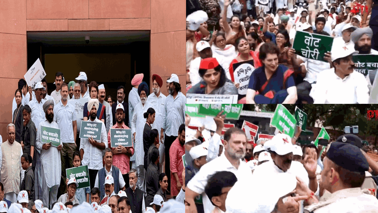 பீகார் வாக்காளர் பட்டியல் திருத்தம்: INDIA கூட்டணி நாடாளுமன்றத்திலிருந்து தேர்தல் ஆணையம் நோக்கிப் பேரணி!