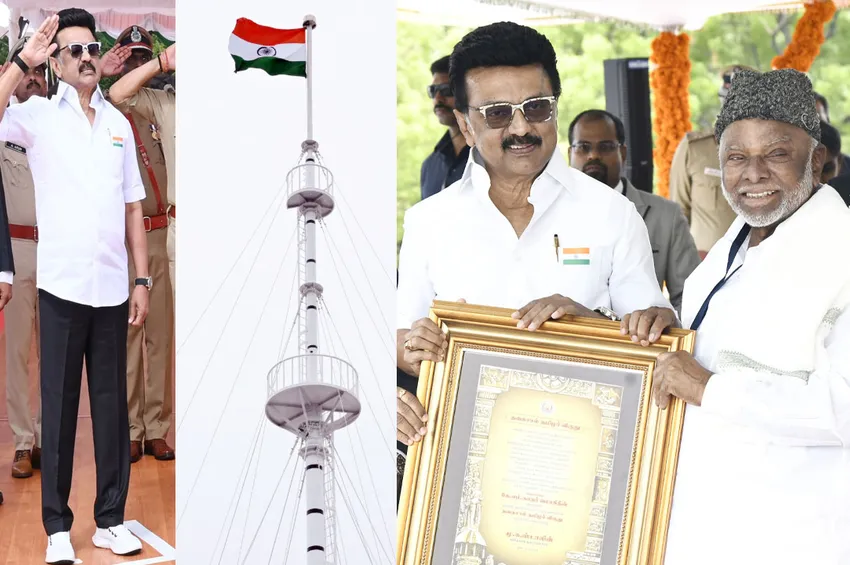 கோட்டை கொத்தளத்தில் தேசியக்கொடி ஏற்றினார் முதலமைச்சர் மு.க.ஸ்டாலின்
