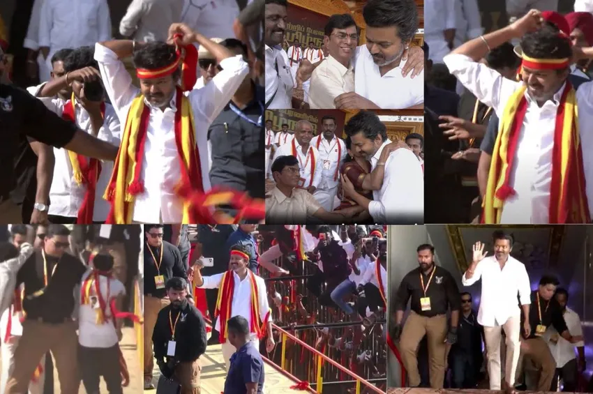 தவெக மதுரை மாநாடு: அம்மாவின் அன்பு முத்தம்.. புதிய எண்ட்ரி சாங்.. ரேம்ப் வாக்கில் விஜய் செல்ஃபி!