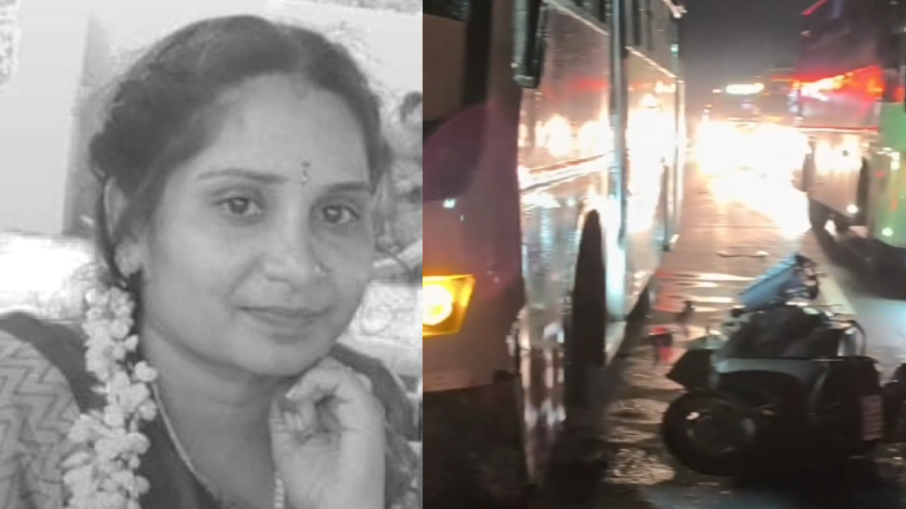 திமுக முப்பெரும் விழாவிற்கு சென்ற பேருந்து மோதி கர்ப்பிணி உயிரிழப்பு- படுகாயத்துடன் கணவர் அனுமதி