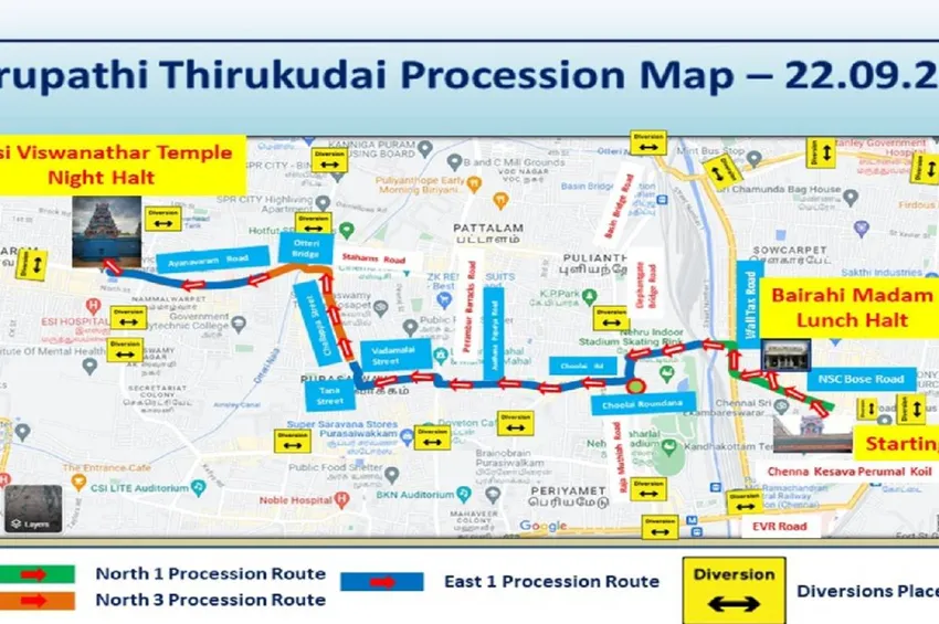 பொதுமக்கள் கவனத்திற்கு..திருப்பதி திருக்குடைகள் ஊர்வலம் - போக்குவரத்து மாற்றம்!
