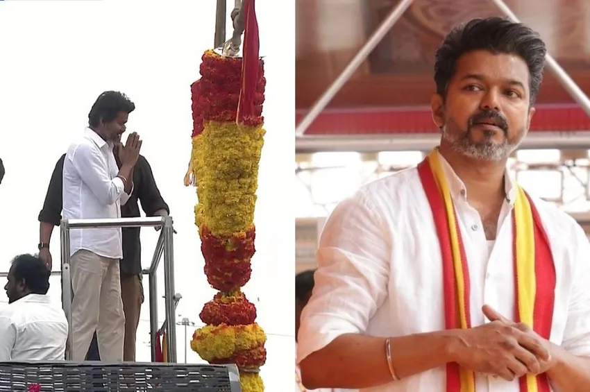விஜய்க்கு ராட்சத கிரேன் மூலம் மாலை அணிவிப்பு.. தவெக நிர்வாகிகள் மீது வழக்குப்பதிவு!