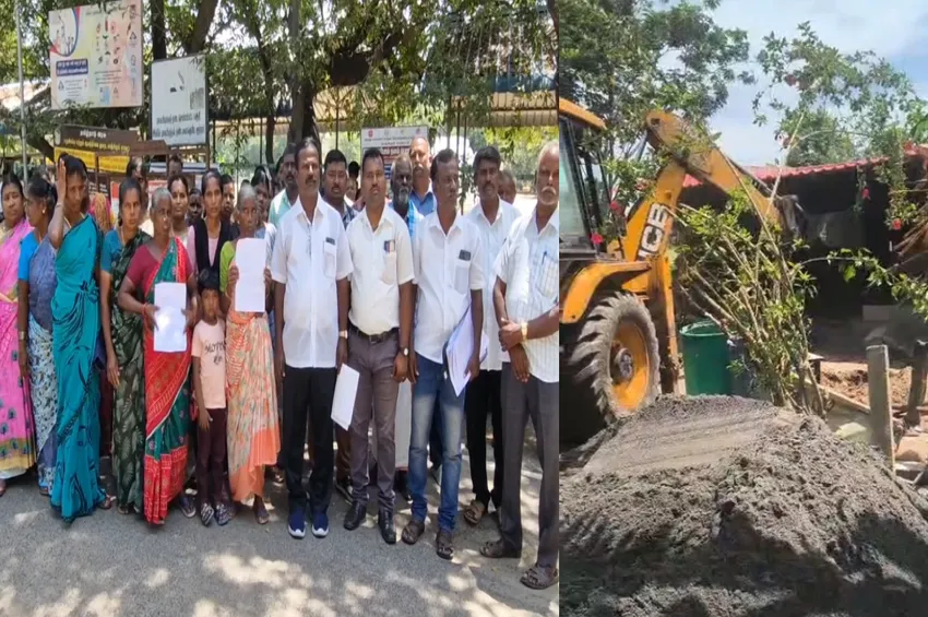 புதிய வீடு இடித்து தரைமட்டம் - ஆட்சியரை முற்றுகையிட முயன்றதால் பரபரப்பு