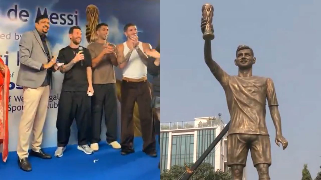 கால்பந்து வீரர் மெஸ்ஸியின் 70 அடி உயர சிலை திறப்பு.. கொல்கத்தாவில் ரசிகர்கள் கொண்டாட்டம்!