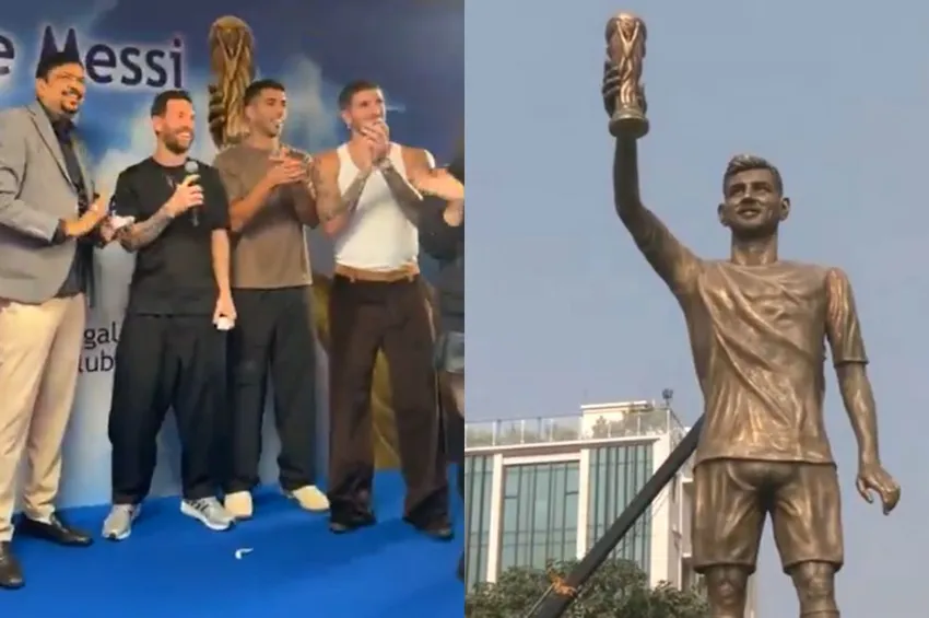 கால்பந்து வீரர் மெஸ்ஸியின் 70 அடி உயர சிலை திறப்பு.. கொல்கத்தாவில் ரசிகர்கள் கொண்டாட்டம்!