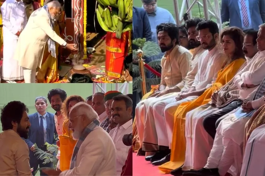 டெல்லியில் பிரதமர் மோடி பொங்கல் விழா.. 'பராசக்தி' படக்குழு பங்கேற்பு!