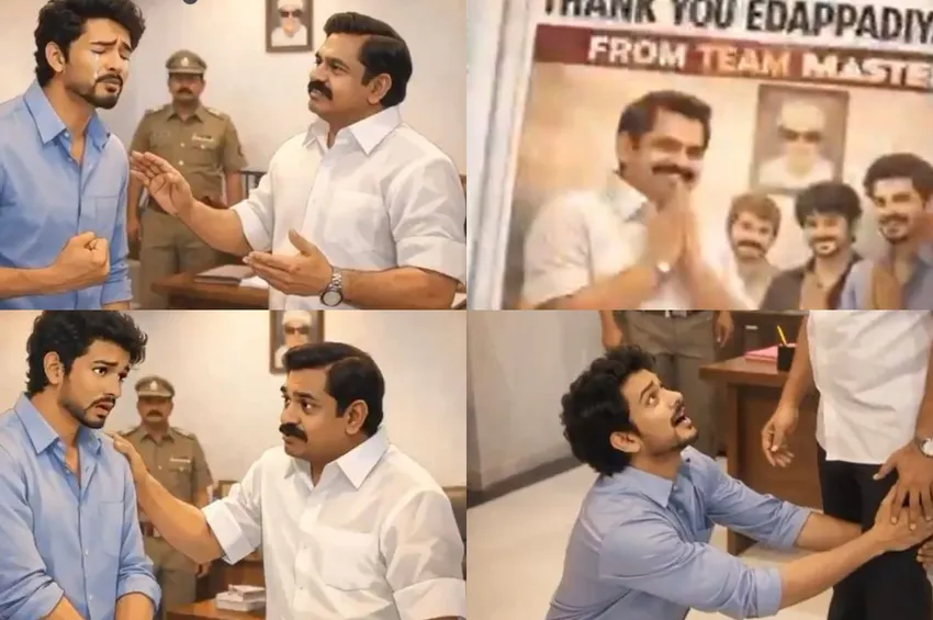 அதிமுக Vs தவெக: இபிஎஸ் காலில் விழும் விஜய்.. ஏஐ வீடியோவால் வெடித்த மோதல்!