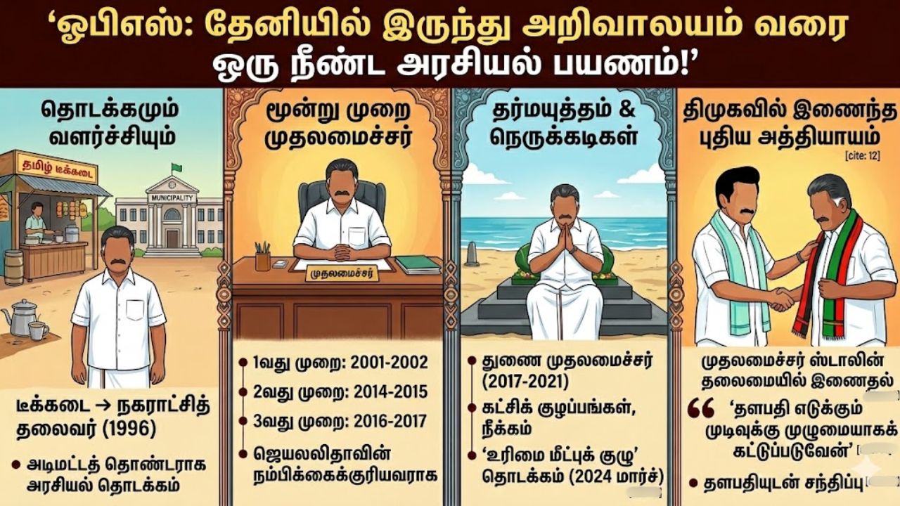 ஓபிஎஸ்: தேனியில் இருந்து அறிவாலயம் வரை ஒரு நீண்ட அரசியல் பயணம்!