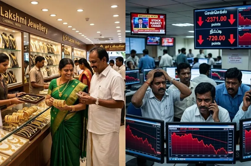 கணிசமாக குறைந்த தங்கம் விலை.. கடும் வீழ்ச்சியில் இந்திய பங்குச்சந்தை!