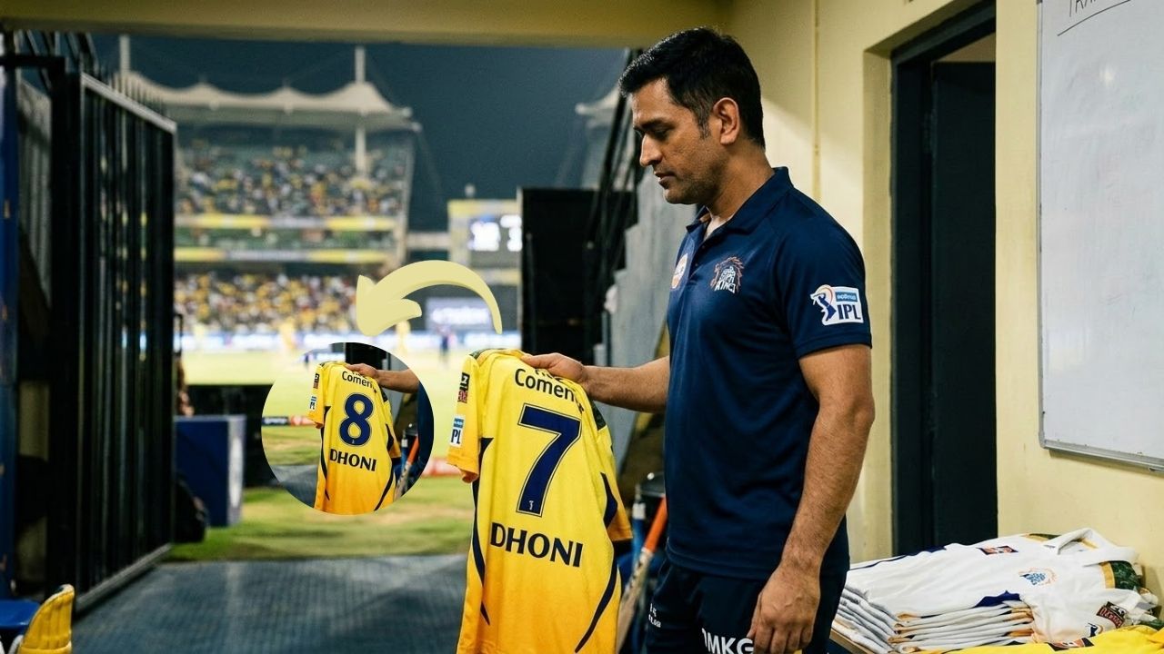 ஜெர்ஸி எண் 7-லிருந்து 8-க்கு மாறுகிறாரா தோனி? இணையத்தில் வைரலாகும் வீடியோவால் குழப்பம்!