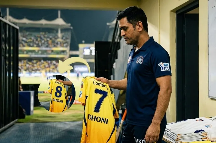 ஜெர்ஸி எண் 7-லிருந்து 8-க்கு மாறுகிறாரா தோனி? இணையத்தில் வைரலாகும் வீடியோவால் குழப்பம்!