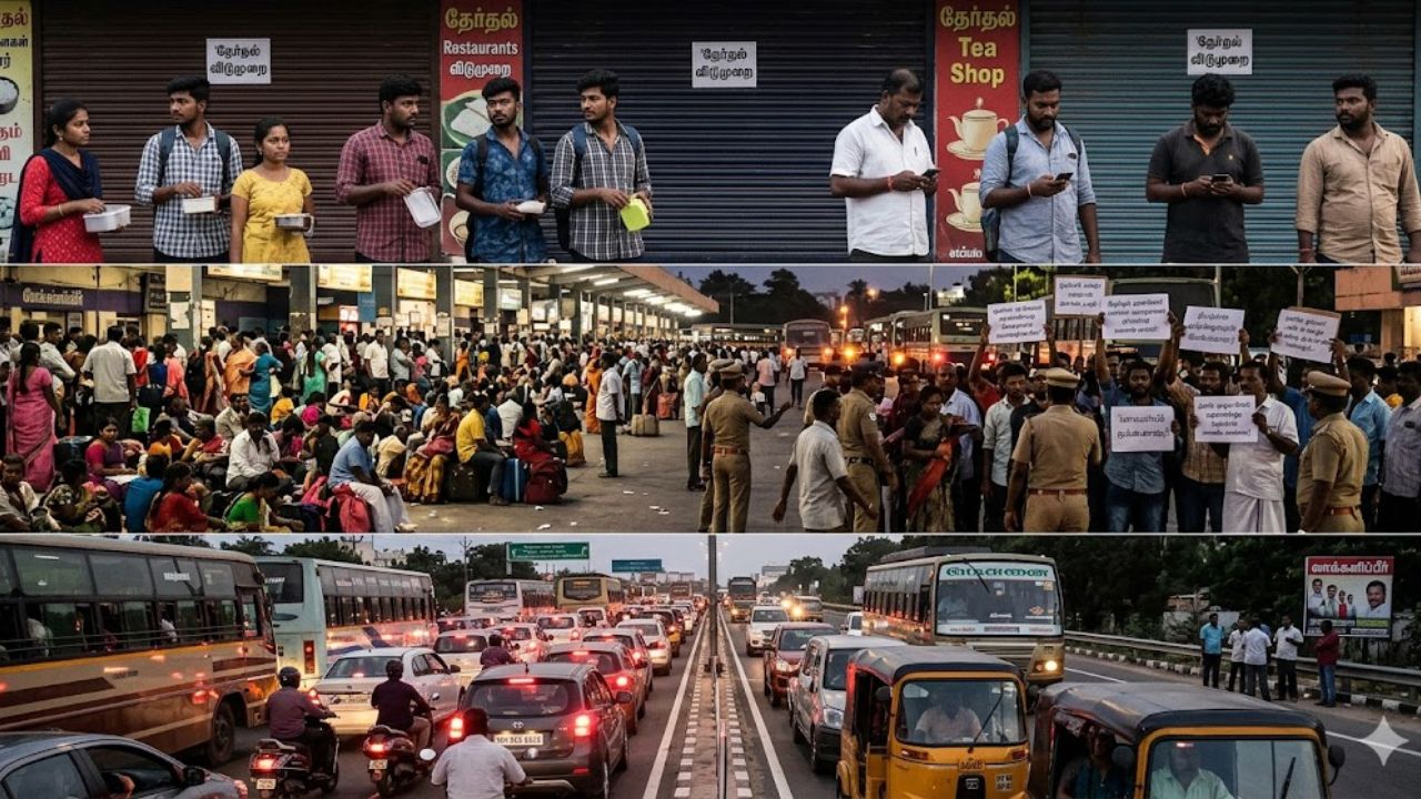 சட்டப்பேரவை தேர்தல்: ஹோட்டல்கள் மூடல் மற்றும் பேருந்து இல்லாமல் பயணிகள் அவதி!