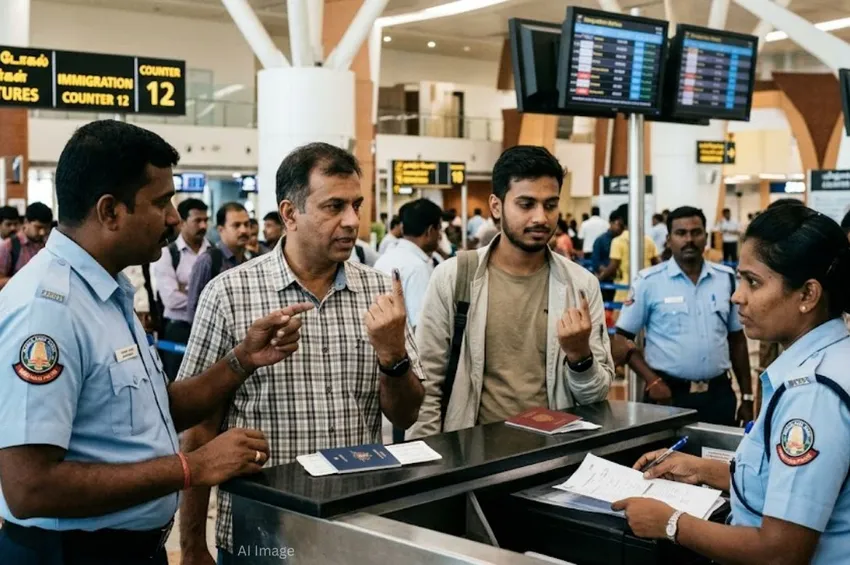 தமிழக சட்டப்பேரவை தேர்தலில் சட்டவிரோதமாக வாக்களிப்பு: விமான நிலையத்தில் இருவர் கைது! தமிழக சட்டப்பேரவை தேர்தலில் சட்டவிரோதமாக வாக்களிப்பு: விமான நிலையத்தில் இருவர் கைது!