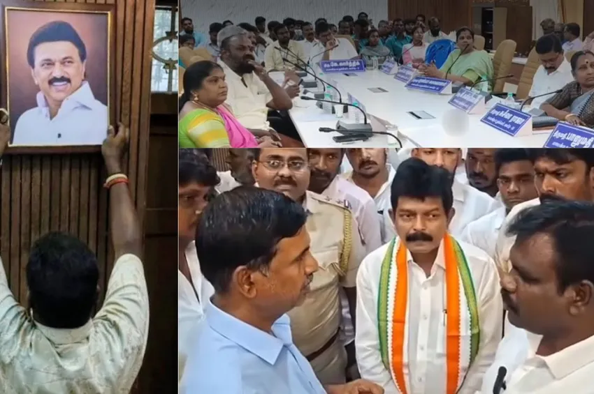 மண்டல அலுவலகத்தில் ஸ்டாலின் புகைப்படம் அகற்றம்: காங்கிரசு கவுன்சிலருக்கு திமுக கொலைமிரட்டல் ! மண்டல அலுவலகத்தில் ஸ்டாலின் புகைப்படம் அகற்றம்: காங்கிரசு கவுன்சிலருக்கு திமுக கொலைமிரட்டல் !