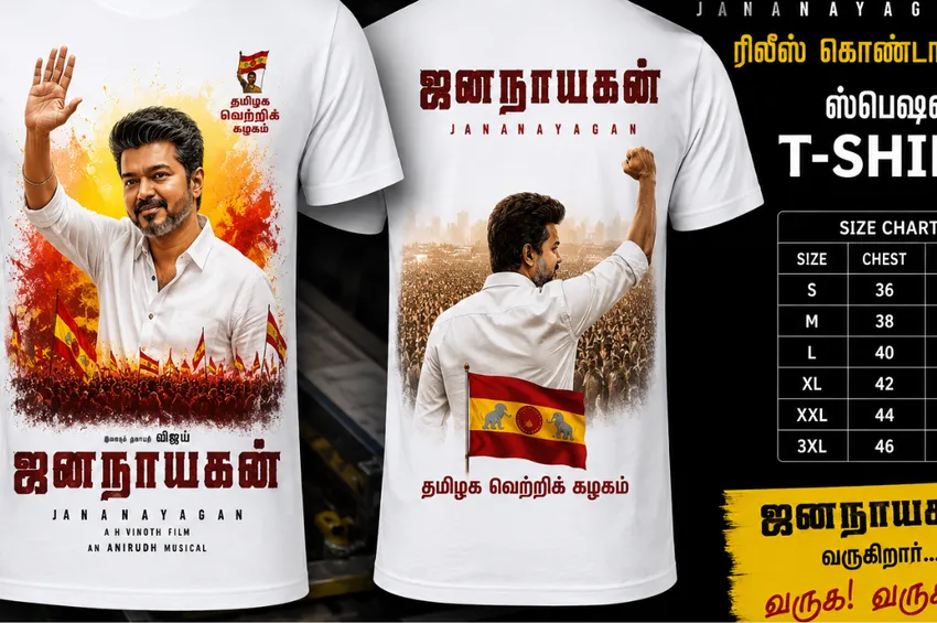 'ஜனநாயகன்' ரிலீஸ்... களைக்கட்டும் டி-ஷர்ட் விற்பனை! 'ஜனநாயகன்' ரிலீஸ்... களைக்கட்டும் டி-ஷர்ட் விற்பனை!