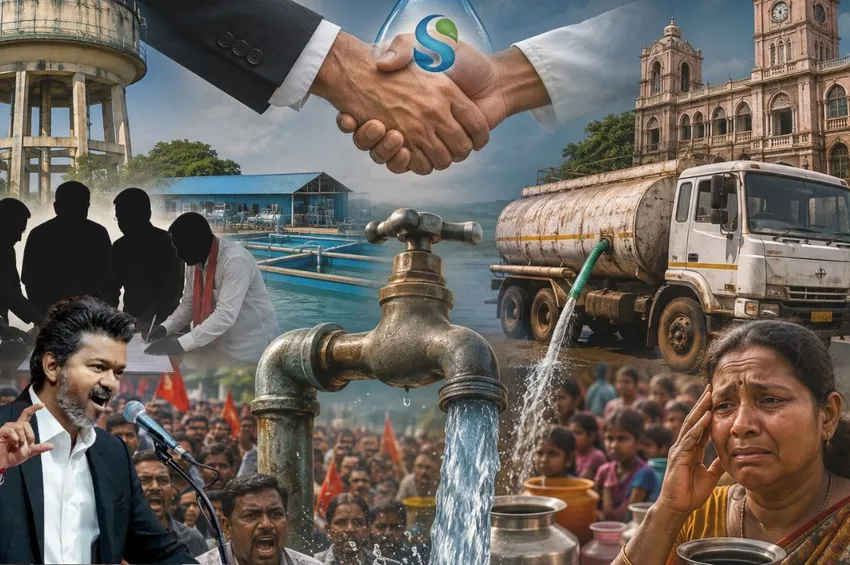 தனியாருக்கு தண்ணீர் சப்ளை.. த.வெ.க. அரசின் புதிய ஒப்பந்தம்! தனியாருக்கு தண்ணீர் சப்ளை.. த.வெ.க. அரசின் புதிய ஒப்பந்தம்!