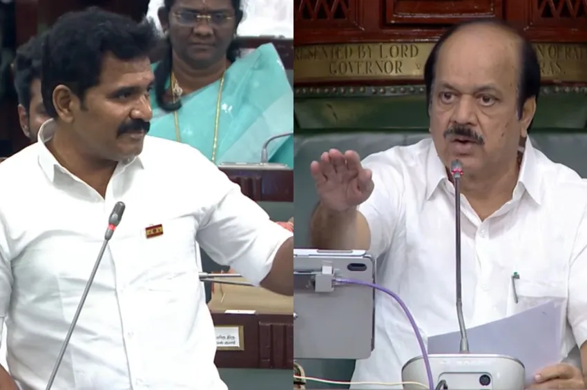 திமுகவை சீண்டிய அமைச்சர் நிர்மல் குமார்.. டென்ஷன் ஆன சபாநாயகர்!
