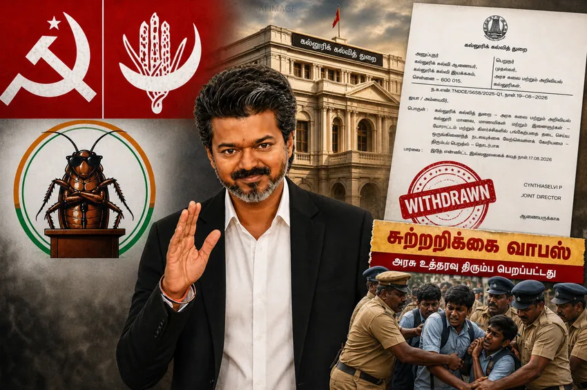மாணவர்கள் போராட்டம்: RSS யுக்தியை முன்னெடுக்கிறதா த.வெ.க. அரசு?