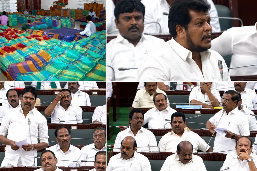 4 முழ வேஷ்டி விவகாரம்... திமுகவுக்கு அமைச்சர் விஜய் பாலாஜி சவால்! 4 முழ வேஷ்டி விவகாரம்... திமுகவுக்கு அமைச்சர் விஜய் பாலாஜி சவால்!