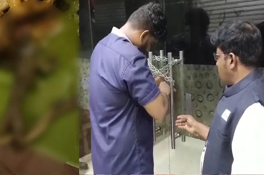 உணவில் தேரை கிடந்ததால் வாடிக்கையாளர்கள் அதிர்ச்சி...அதிரடி காட்டிய அதிகாரிகள்