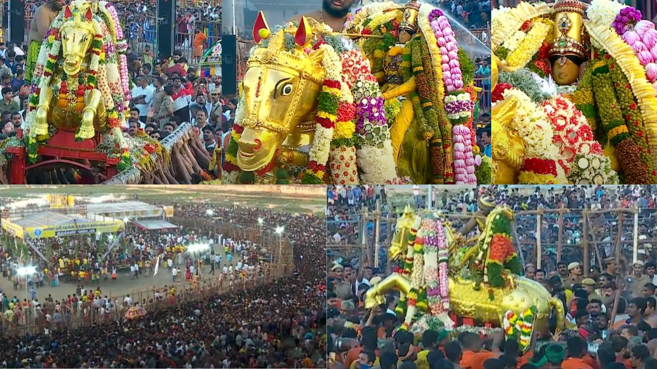 மதுரை சித்திரை திருவிழா: பச்சைப்பட்டு உடுத்தி வைகை ஆற்றில் இறங்கினார் கள்ளழகர்!