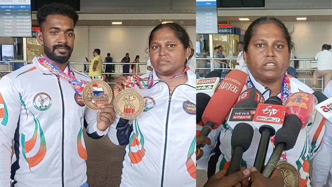 பெட்ரோல் பங்கில் வேலை.. 2 மகள்கள்.. பளுதூக்கும் போட்டியில் தங்கம் வென்று அசத்திய பெண்!