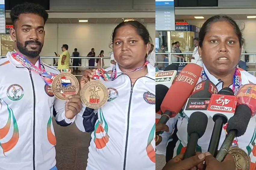பெட்ரோல் பங்கில் வேலை.. 2 மகள்கள்.. பளுதூக்கும் போட்டியில் தங்கம் வென்று அசத்திய பெண்!